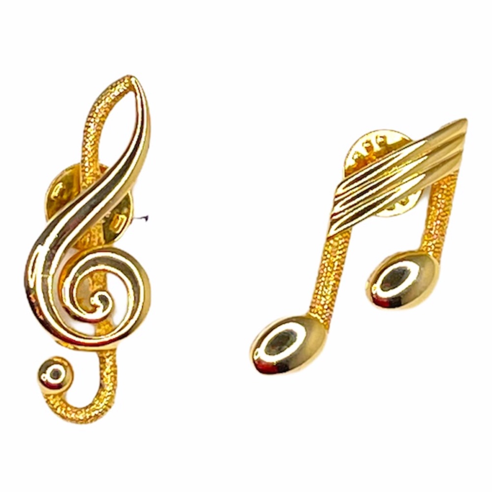 JJ Treble Clef & Slanted Beamed Sixteenth Note Pin